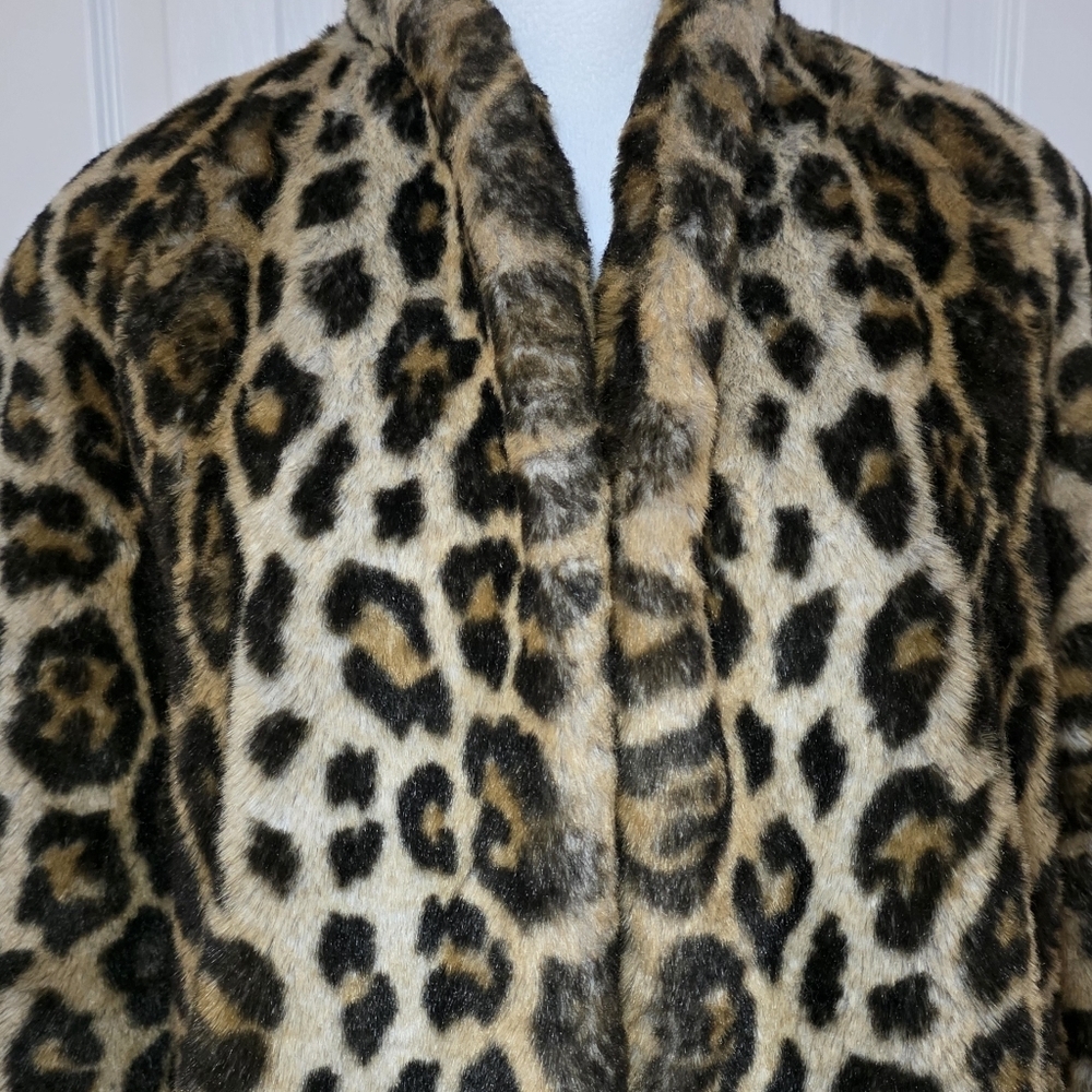 Vintage MONDI faux Fur Leopard Statement Coat-Made In Germany-Y2K Mob Wife Lux - Picture 14 of 15